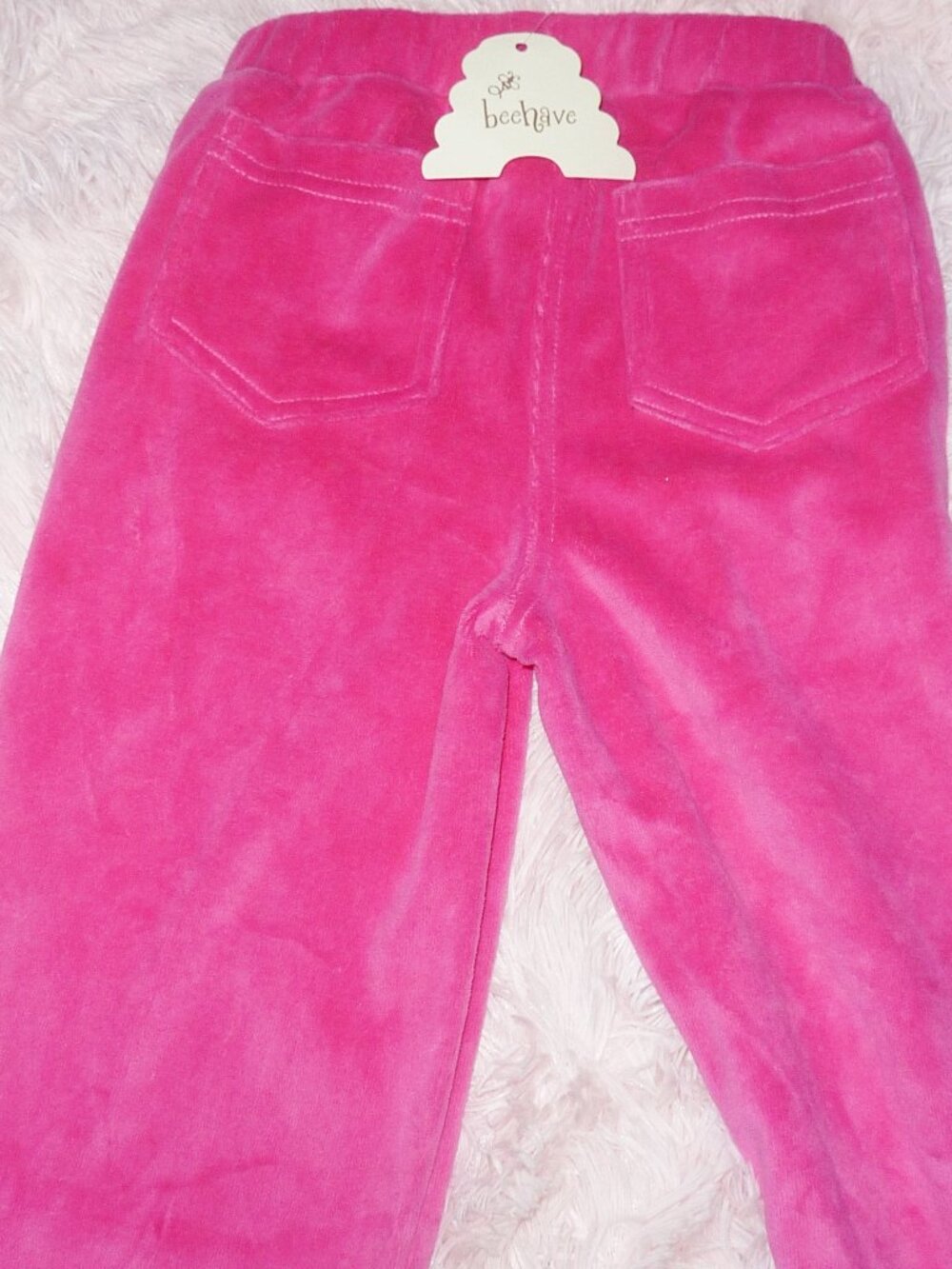 NWT Beehave Boutique Brand Girl's Pink Velour Pants Oversized Size 4 5